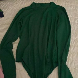Green long sleeve turtle neck body suit